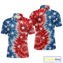 Load image into Gallery viewer, American Flag Tie dye pattern Mens golf polo shirts custom name patriotic golf attire for mens NQS9990