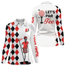 Load image into Gallery viewer, Black and red argyle pattern Women golf polo shirts custom Let&#39;s par tee skull golf gifts for ladies NQS8080