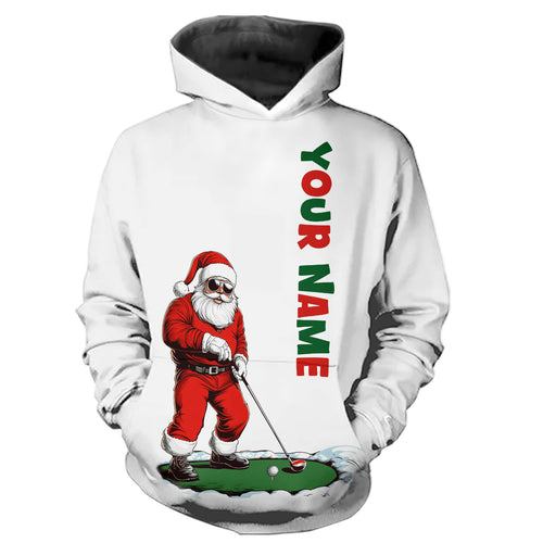 Funny Santa Golfer Christmas Golf Hoodies custom name Christmas golf gifts, Xmas golf top NQS8997