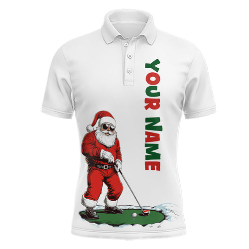 Funny Santa Golfer Christmas Golf Polo Shirt For Men custom name Christmas golf gifts, Xmas golf tops NQS8997