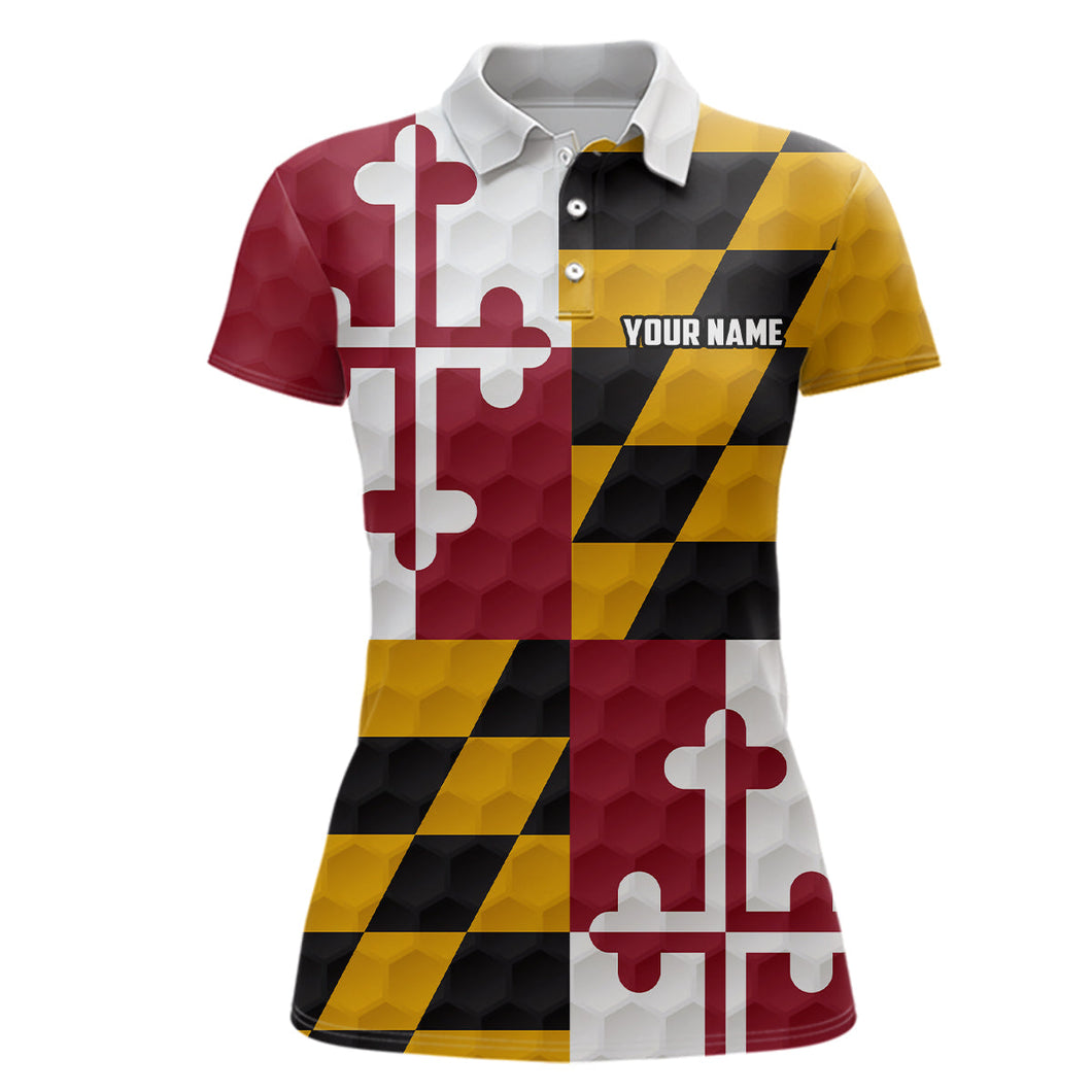 Womens golf polo shirt custom Maryland flag golf ball polos shirt for ladies, patriotic golf gifts NQS7874