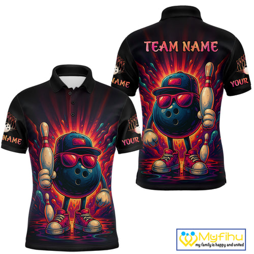 Personalized Funny Bowling Polo, Quarter Zip Shirts For men Custom Team Bowling League Jerseys NQS11111
