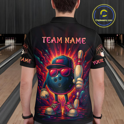 Personalized Funny Bowling Polo, Quarter Zip Shirts For men Custom Team Bowling League Jerseys NQS11111