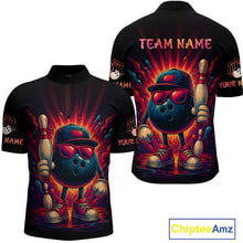 Load image into Gallery viewer, Personalized Funny Bowling Polo, Quarter Zip Shirts For men Custom Team Bowling League Jerseys NQS11111
