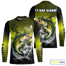 Load image into Gallery viewer, Personalized Largemouth Bass Fishing green scales fishing shirts Custom performance fishing apparel NQS11115