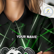 Load image into Gallery viewer, Black and Green Funny Panda Playing Golf Polo Shirt For Women Custom ladies golf clothes golf gift NQS10740