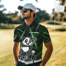 Load image into Gallery viewer, Black and Green Funny Panda Playing Golf Polo Shirt For Men Custom men&#39;s golf clothes funny golf gift NQS10740