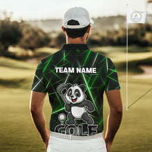 Load image into Gallery viewer, Black and Green Funny Panda Playing Golf Polo Shirt For Men Custom men&#39;s golf clothes funny golf gift NQS10740