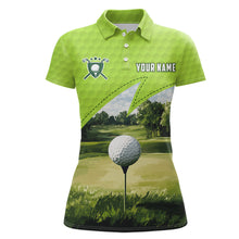 Load image into Gallery viewer, Green Womens golf polos shirts custom female golf shirts, unique golf gifts for her NQS9261