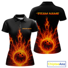 Load image into Gallery viewer, Custom Flame Bowling Polo, Quarter Zip Shirts for Women Custom Team Bowling Uniform NQS10521