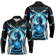 Load image into Gallery viewer, Blue Lightning Dragon Bowling shirts for Men Custom team bowling jerseys, gifts for bowler NQS9272