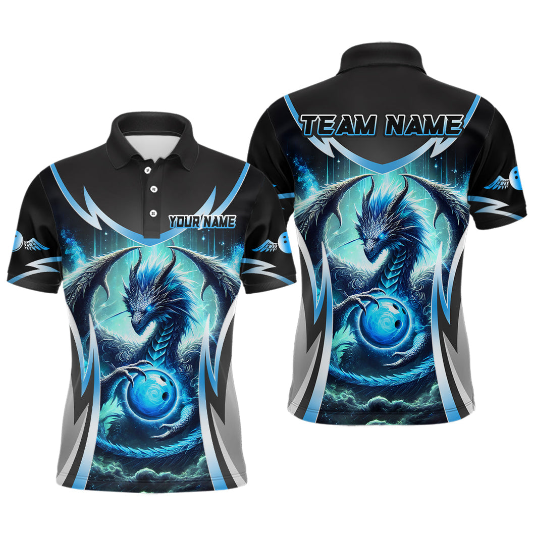 Blue Lightning Dragon Bowling shirts for Men Custom team bowling jerseys, gifts for bowler NQS9272