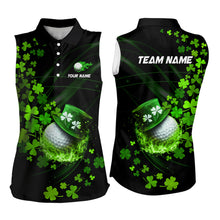 Load image into Gallery viewer, Green shamrock Lucky Womens Golf Sleeveless Polo Shirts Custom St Patrick day clover golf team jerseys NQS9457