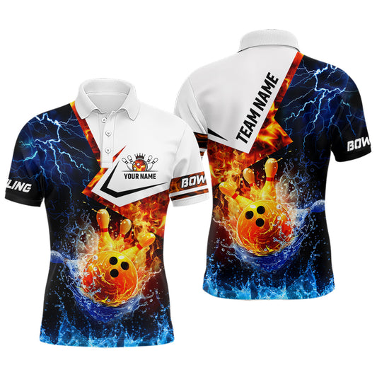 Fire and Water bowling ball pins Bowling shirts for men Custom Lightning Team Bowling Jerseys NQS7701