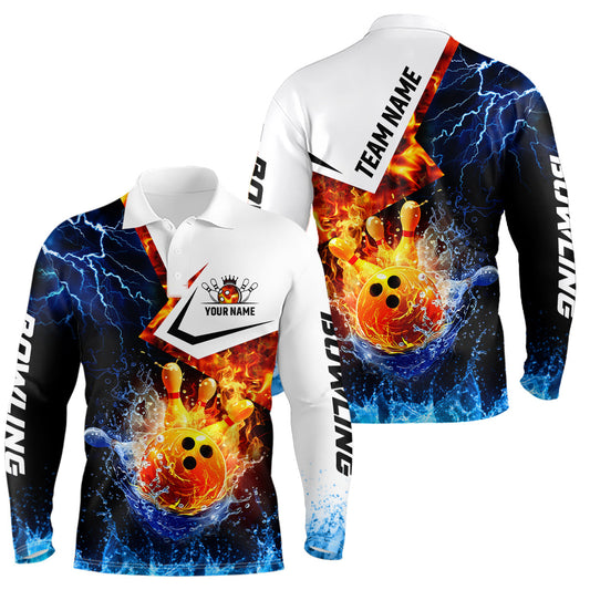 Fire and Water bowling ball pins Bowling shirts for men Custom Lightning Team Bowling Jerseys NQS7701