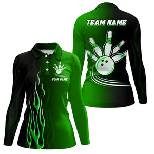 Gradient black green bowling league jerseys custom bowling shirt for women, gifts for bowling team NQS7562