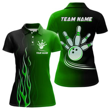 Load image into Gallery viewer, Gradient black green bowling league jerseys custom bowling shirt for women, gifts for bowling team NQS7562