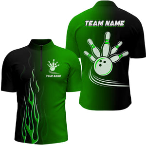 Gradient black green bowling league jerseys custom bowling shirt for men, gifts for bowling team NQS7562