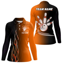 Load image into Gallery viewer, Gradient orange black bowling league jerseys custom bowling shirt for women, gifts for bowling team NQS7564