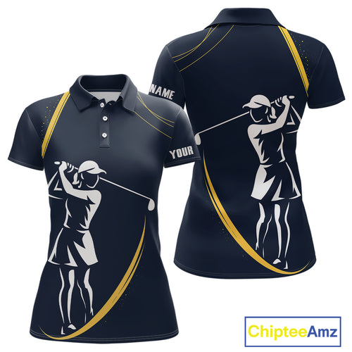 Personalized Golf polo shirts for Women Custom ladies golf outfits, unique golf gifts | Navy NQS10202