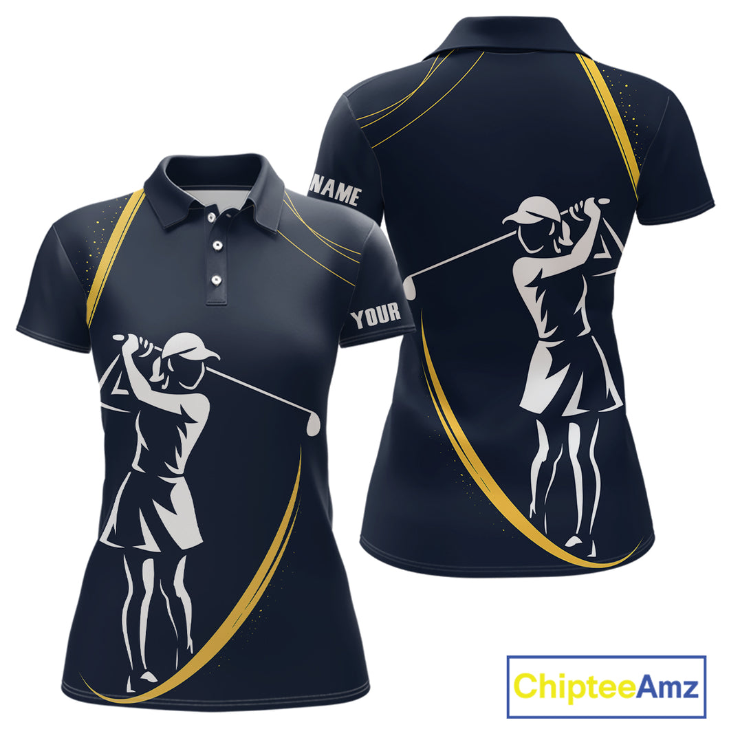 Personalized Golf polo shirts for Women Custom ladies golf outfits, unique golf gifts | Navy NQS10202