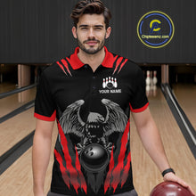 Load image into Gallery viewer, Black and Red Eagle Bowling Shirts For Men Custom Eagle Bowling Team Jerseys Bowling Uniform NQS11151