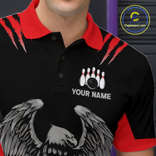 Load image into Gallery viewer, Black and Red Eagle Bowling Shirts For Men Custom Eagle Bowling Team Jerseys Bowling Uniform NQS11151