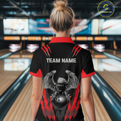 Black and Red Eagle Bowling Shirts For Women Custom Eagle Bowling Team Jerseys Bowling Uniform NQS11151