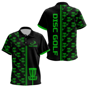 Kid golf polos shirt Black and Green gradient disc golf basket custom disc golf jerseys NQS7962