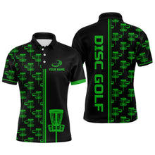 Load image into Gallery viewer, Mens golf polo shirts Black and Green gradient disc golf basket custom disc golf jerseys NQS7962