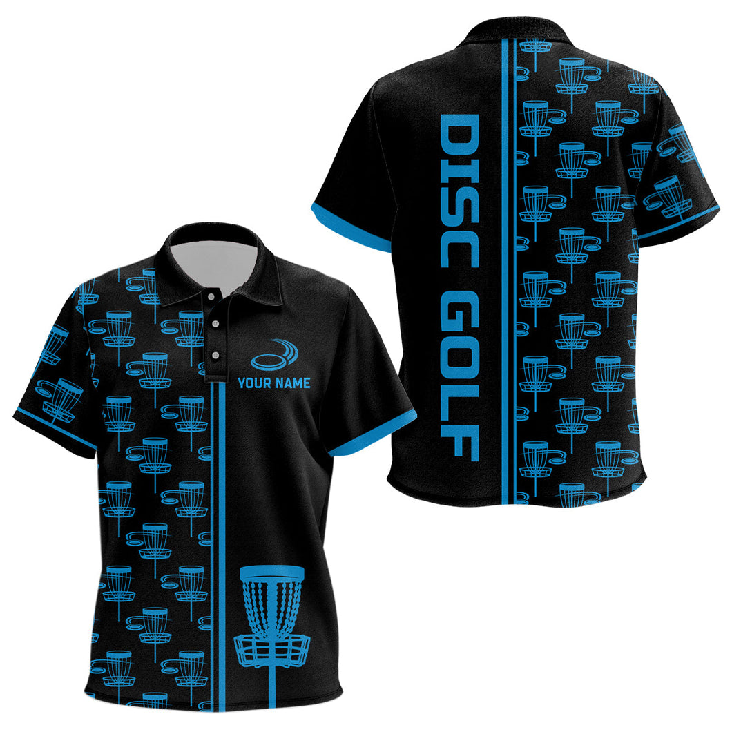 Kid golf polos shirt Black and Blue gradient disc golf basket custom disc golf jerseys NQS7963