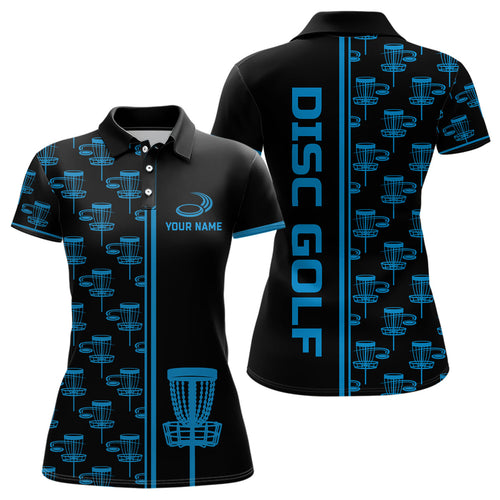 Womens golf polos shirts Black and Blue gradient disc golf basket custom disc golf jerseys NQS7963