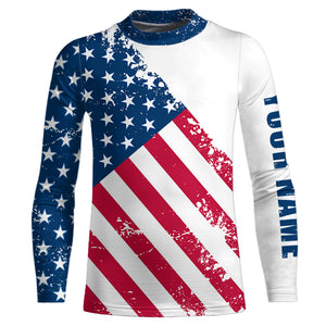 American flag patriotic fishing custom sun protection performance long sleeve fishing shirts NQS6057