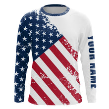 Load image into Gallery viewer, American flag patriotic fishing custom sun protection performance long sleeve fishing shirts NQS6057