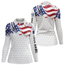 Load image into Gallery viewer, American Flag white Women Golf Polo Shirts Custom patriotic womens top, unique polo shirts NQS7744