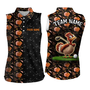 Funny Thanksgiving Turkey pattern Women sleeveless polo shirts custom golf outfits for Women NQS8637