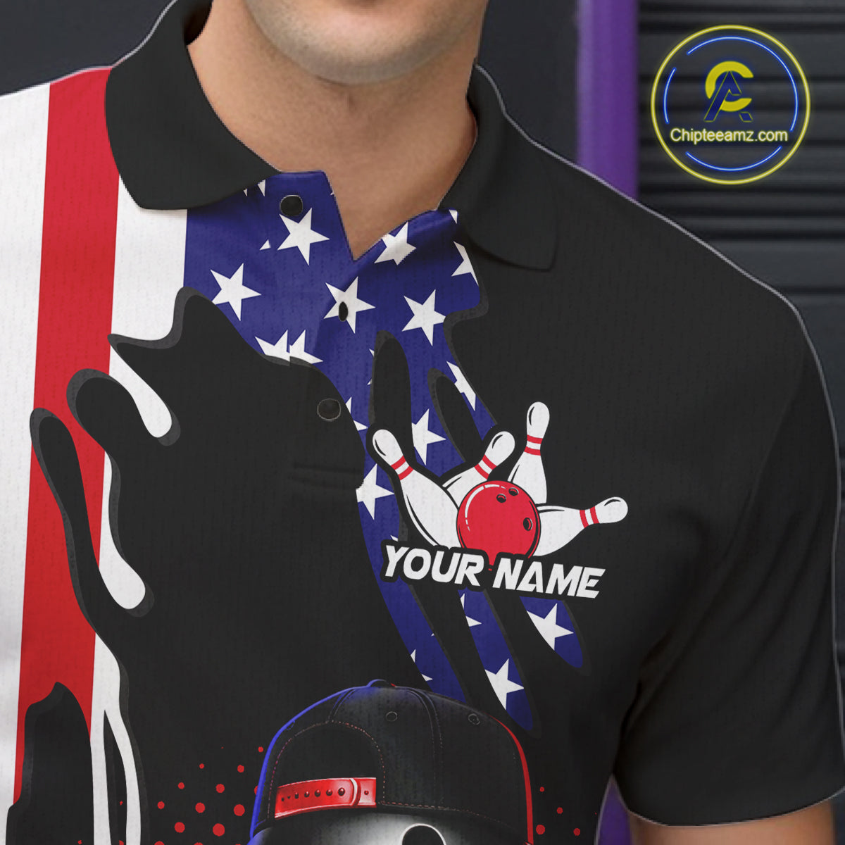 Personalized American flag bowling jersey funny bowling shirts, patriotic bowling outfits for men NQS11383