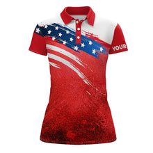 Load image into Gallery viewer, Watercolor American flag Womens golf polo shirts custom golf attire for women, golfer gifts NQS6075