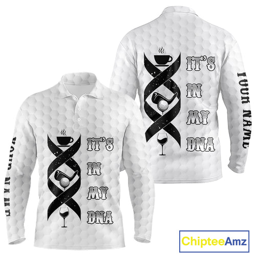 Black and White Mens golf polo shirt custom It's in my DNA coffee golf wine mens golf outfit NQS10390