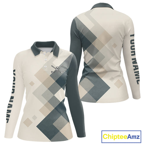 Vintage Pastel Argyle Pattern Golf Polo Shirt For Women Custom retro ladies golf outfit NQS10232