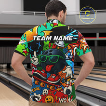 Load image into Gallery viewer, Custom Funny colorful pattern Bowling Team Polo, Quarter Zip Shirt For Men, Mens Bowling Jersey NQS10094
