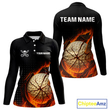 Load image into Gallery viewer, Flame Broken Golf Ball Custom Women golf polo shirt, personalized cool golf outfit for ladies NQS10101