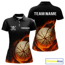 Load image into Gallery viewer, Flame Broken Golf Ball Custom Women golf polo shirt, personalized cool golf outfit for ladies NQS10101