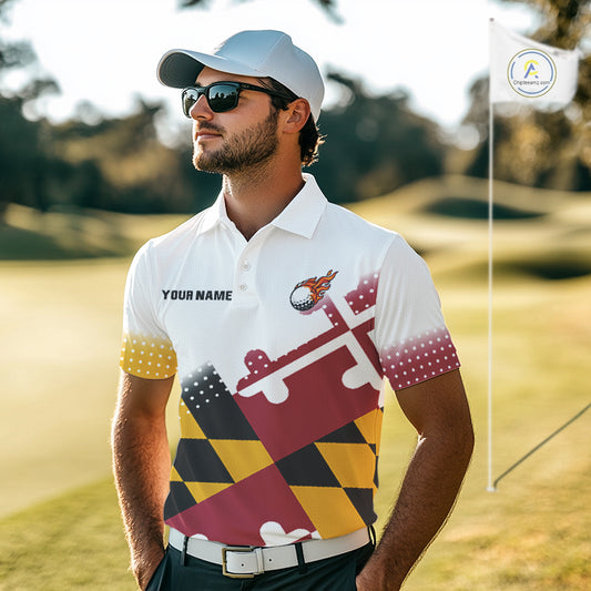 Maryland Flag Men golf polo shirt Custom patriotic golf outfit for men NQS10105