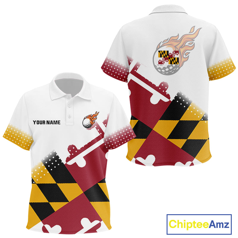 Maryland Flag Kid golf polo shirt Custom patriotic golf outfit for children NQS10105