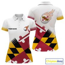 Load image into Gallery viewer, Maryland Flag Women golf polo shirt Custom patriotic golf outfit for ladies NQS10105
