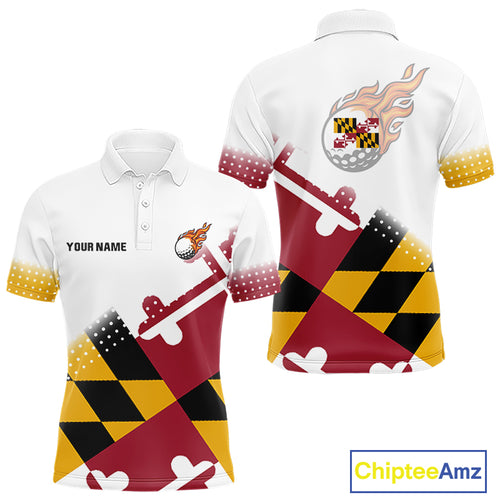 Maryland Flag Men golf polo shirt Custom patriotic golf outfit for men NQS10105