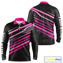 Load image into Gallery viewer, Pink and Black ribbon pattern Men golf polo shirts Custom breast cancer golf attire for men NQS10115
