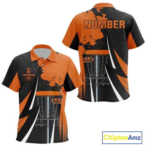 Kid disc golf polo shirt custom team disc golf jersey, unique disc golf gift | Orange NQS10257