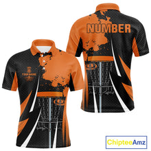 Load image into Gallery viewer, Mens disc golf polo shirts custom team disc golf basket jersey, unique disc golf gift | Orange NQS10257